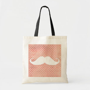 Bolso De Tela Bigote blanco divertido en modelo de lunares