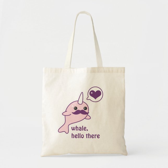 Bolso De Tela Bigote Narwhal (Frente)