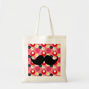 Bolso De Tela Bigote retro de la diversión en el fondo colorido