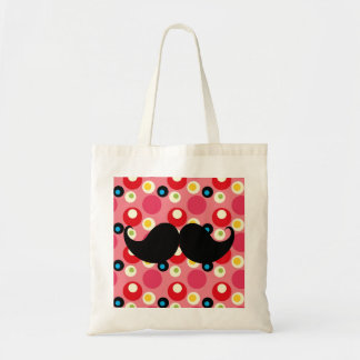 Bolso De Tela Bigote retro de la diversión en el fondo colorido