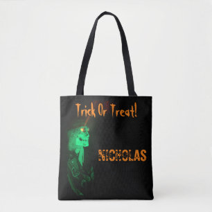 Bolso De Tela Biker Billy Halloween Trick O Trete Negro/Naranja