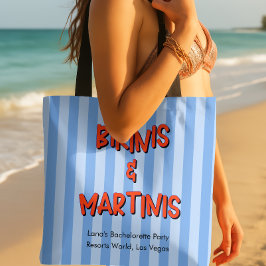 Bolso De Tela Bikinis Martinis Whimsical Dusty Blue Stripe Bach