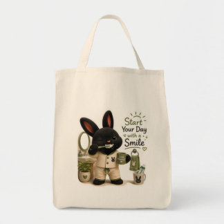 Bolso De Tela Billy Cepillándose los Dientes Conejito Rex Negro
