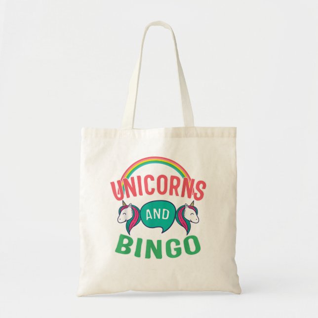 Bolso De Tela Bingo Para Unicornios Graciosos Y Bingo Afortunado (Frente)