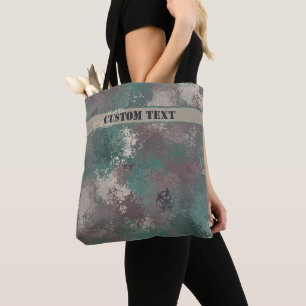 Bolso De Tela Biohazard Woodland Camo Tote Bag con texto