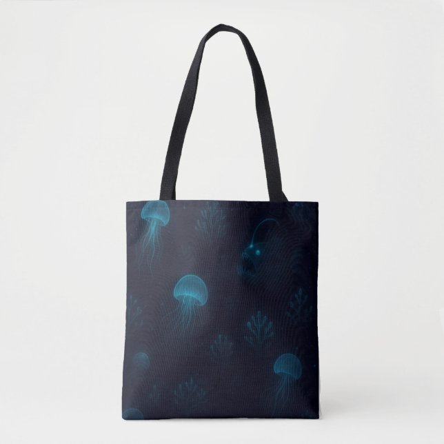 Bolso De Tela Bioluminescent Deep-Sea Glow Pattern Tote (Anverso)
