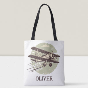 Bolso De Tela Biplano Clásico Vintage Personalizado