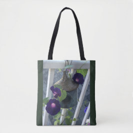 Bolso De Tela Bird House With Morning Glories