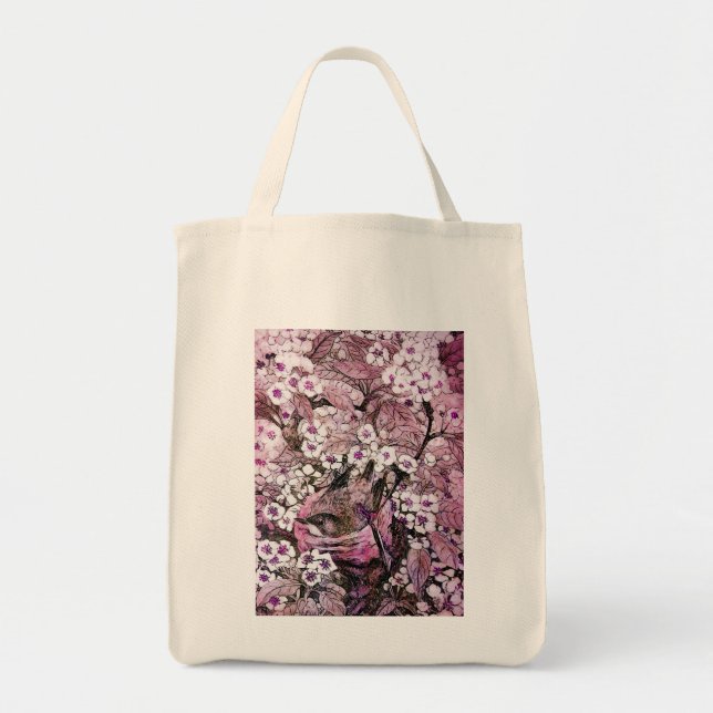 Bolso De Tela BIRD NEST, rosa violeta blanco (Frente)