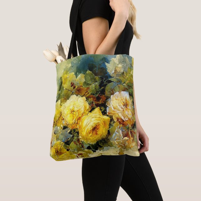 Bolso De Tela Bischoff - Rosas (amarillo), pintura de arte fino, (Detalle)