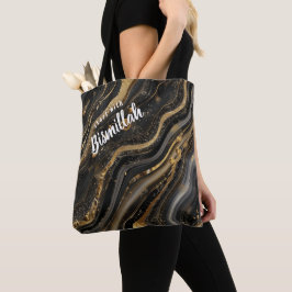 Bolso De Tela Bismillah Alhamdullilah Ágata negra dorada