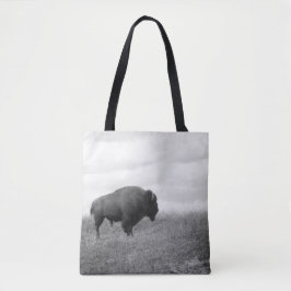 Bolso De Tela Bison blanco y negro en una colina