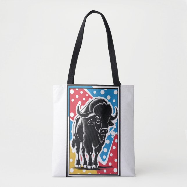 Bolso De Tela Bison - Búfalo Pop Art (Anverso)