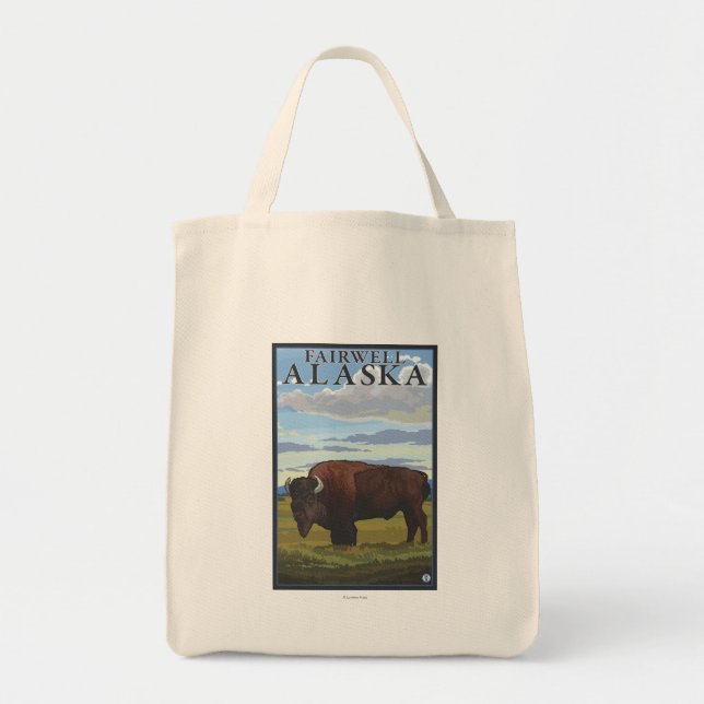 Bolso De Tela Bison Scene - Fairwell, Alaska (Frente)