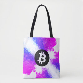 Bolso De Tela Bitcoin Acuarela (Estilo 6 - Miami Beach)
