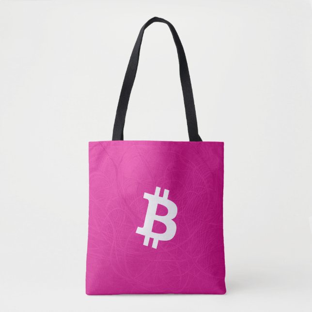 Bolso De Tela Bitcoin Neuron Hot Pink (Anverso)
