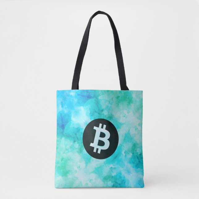Bolso De Tela Bitcoin Watercolor (Style 3 - Beach Life) (Anverso)
