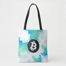 Bolso De Tela Bitcoin Watercolor (Style 5 - Wave Rider)
