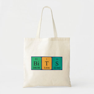 Bolso De Tela Bits de la tabla periódica de la palabra de la bol