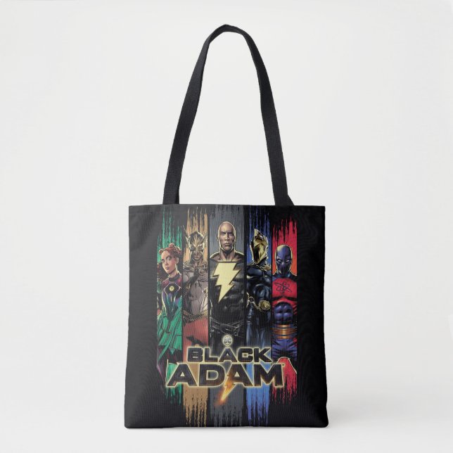 Bolso De Tela Black Adam Characters In Stripes Graphic (Anverso)