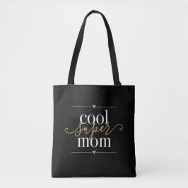 Bolso De Tela Black And Gold Super Mom Modern Elegant