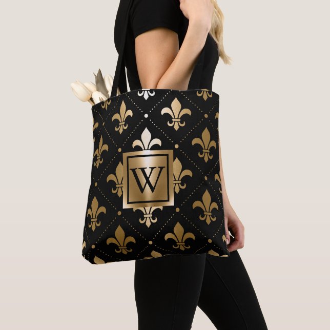 Bolso De Tela Black and Golden Fleur-de-lis (Detalle)