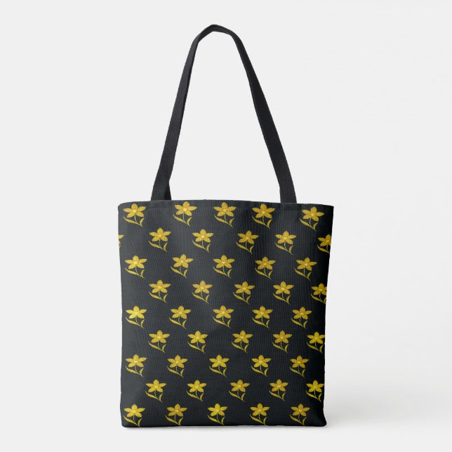 Bolso De Tela Black and Golden Floral  (Reverso)