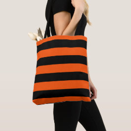 Bolso De Tela Black and Orange Halloween Stripes 