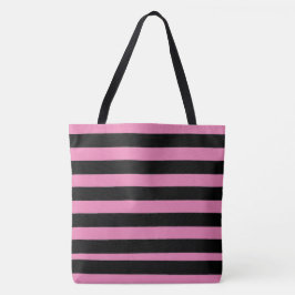 Bolso De Tela Black and Pink Stripes