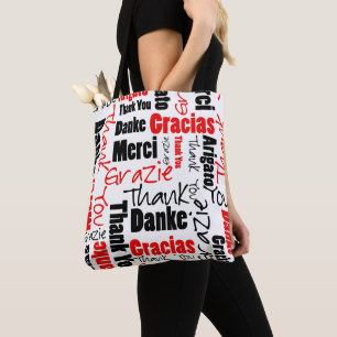 Bolso De Tela Black and Red Gracias Word Cloud