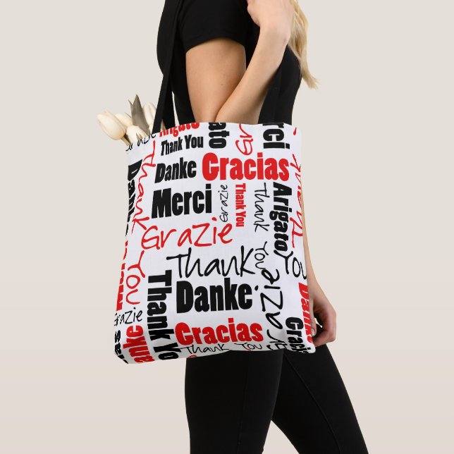 Bolso De Tela Black and Red Gracias Word Cloud (Detalle)