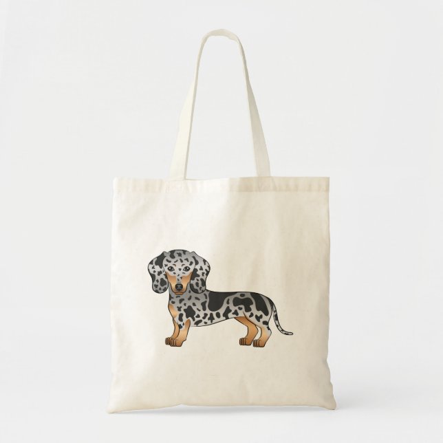 Bolso De Tela Black And Tan Dapple Short Hair Dachshund Cute Per (Frente)