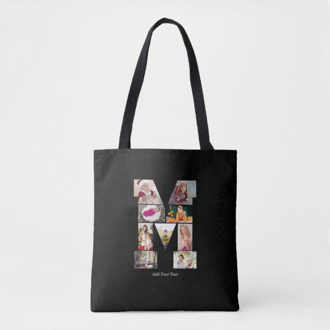 Bolso De Tela Black and White Letter M Photo Collage (Anverso)