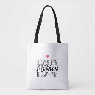 Bolso De Tela Black and White Mother's Day Lettering & Heart