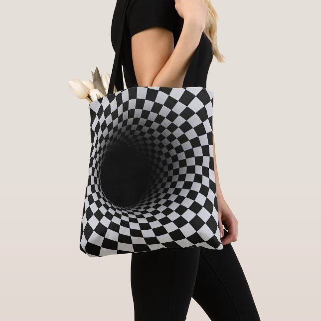 Bolso De Tela Black and White Optical Illusion Tunnel (Detalle)