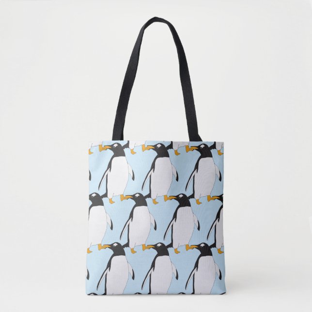 Bolso De Tela Black and white Penguin Winter (Anverso)