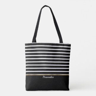 Bolso De Tela Black and White Striped - Customize