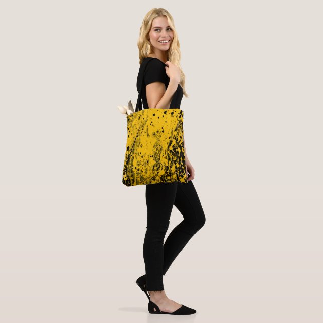 Bolso De Tela Black and Yellow Paint Splashes (Puesto)