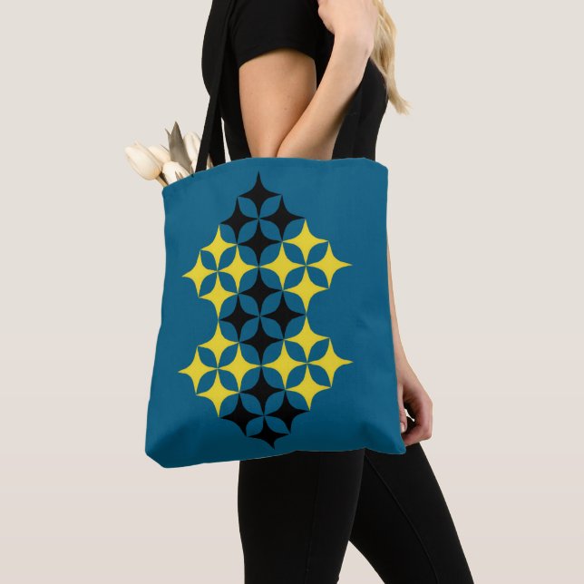 Bolso De Tela Black and Yellow Stars Tote (Detalle)