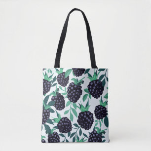 Bolso De Tela Black Berry Tropical: Patrón sin foco de fruta