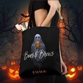 Bolso De Tela Black Boos & Brews Fantasma Halloween
