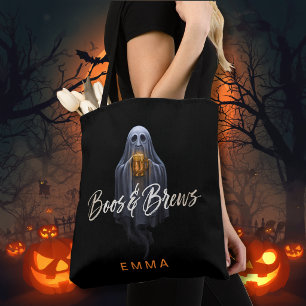Bolso De Tela Black Boos & Brews Fantasma Halloween