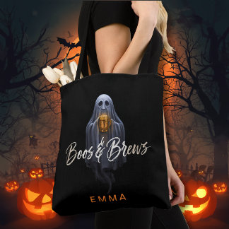 Bolso De Tela Black Boos & Brews Fantasma Halloween