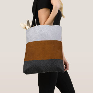 Bolso De Tela Black, Brown, White Faux Leather - Tote Bag