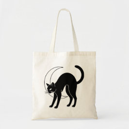 Bolso De Tela Black Cat and Crescent Moon Line Art