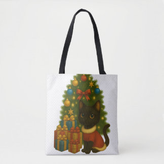 Bolso De Tela “Black Cat Emi and the Christmas Tree”