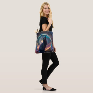 Bolso De Tela Black Cat Magical Moon Night - Guardián nocturno