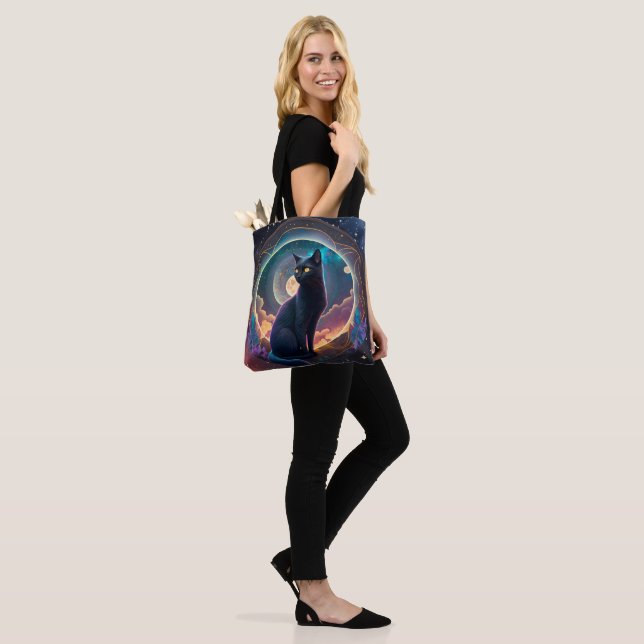 Bolso De Tela Black Cat Magical Moon Night - Guardián nocturno (Puesto)