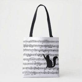 Bolso De Tela Black Cat On Sheet Music