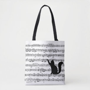 Bolso De Tela Black Cat On Sheet Music
